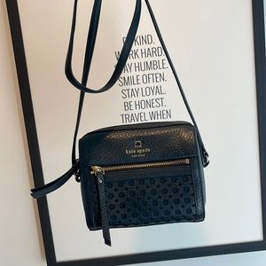 Black and gold kate spade cross body purse